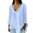 thumbnail image 4 of Women's Cotton Dress Shirt Long Sleeve Loose Fit Comfort Plus Size Top, 4 of 8