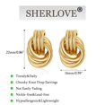 thumbnail image 4 of Aretes SHERLOVE chapados en oro con nudo, ligeros, 4 of 6