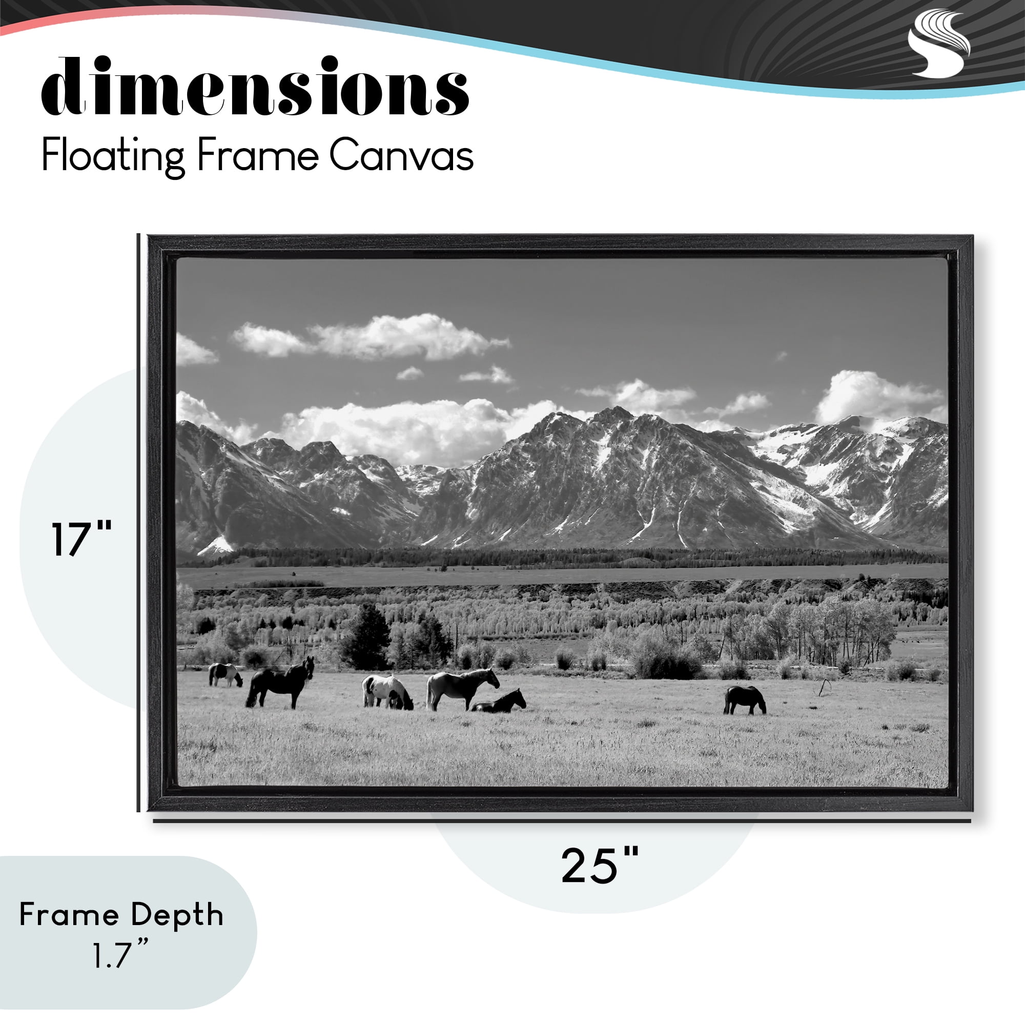 Stupell Industries Wyoming Ranch Horses Grazing Black Framed Floater Canvas Wall Art, design by Steve Toole