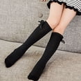 thumbnail image 6 of fnnxnal Girls Knee High Cotton Socks with Bow, Preppy School Uniform Style, Breathable Seamless Toe, Black, Size 3-4 5-6 7-8,Size 5-6T, 6 of 8