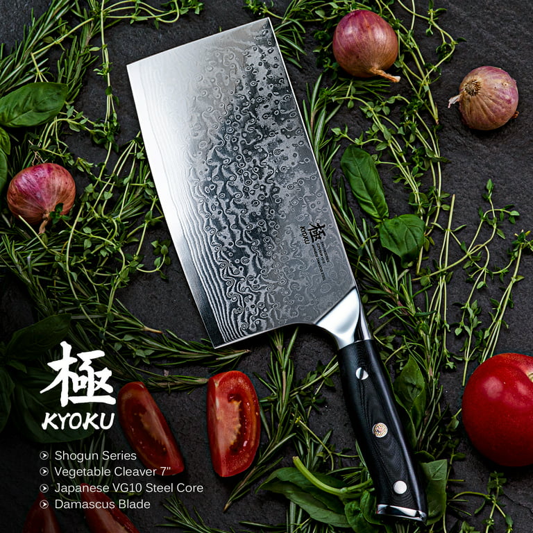 KYOKU Clever Knife, Shogun Series 7 Japanese VG10 Damascus Steel Blade  Sharp Vegetable Knife with Case Sheath and Mosaic Pin for Kitchen, G10  Handle Asian Knife for Chopping Slicing Cutting and More 