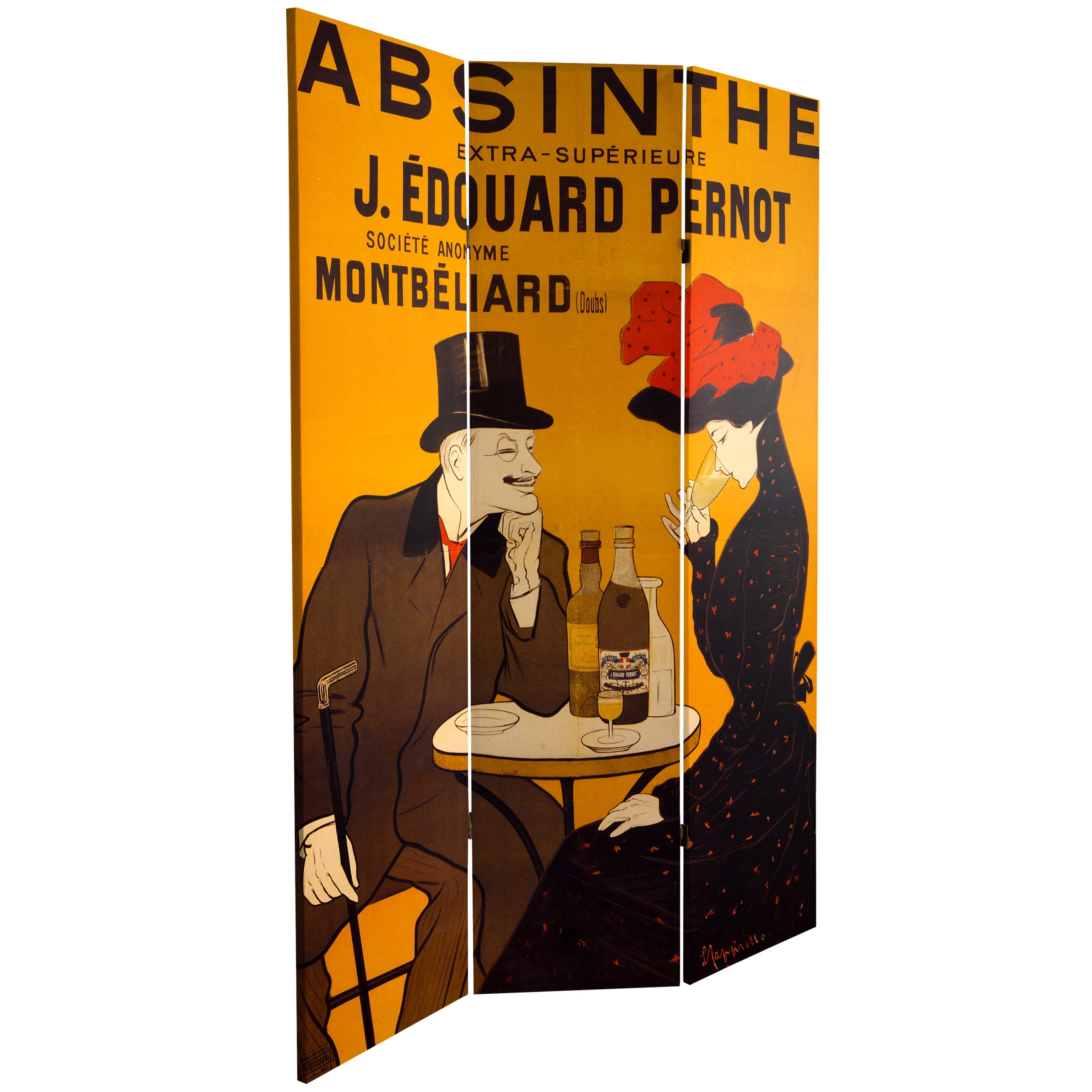 Oriental Furniture 6 ft. Tall Absinthe Canvas Room Divider - 3 Panel