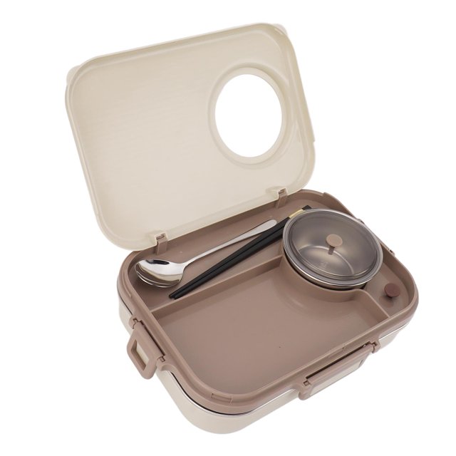 304 Stainless Steel Lunch Box, Large Capacity Design, Superior Insulation,and Portable, Convenient Use With Soup Bowl Spoon For Camping Picnic