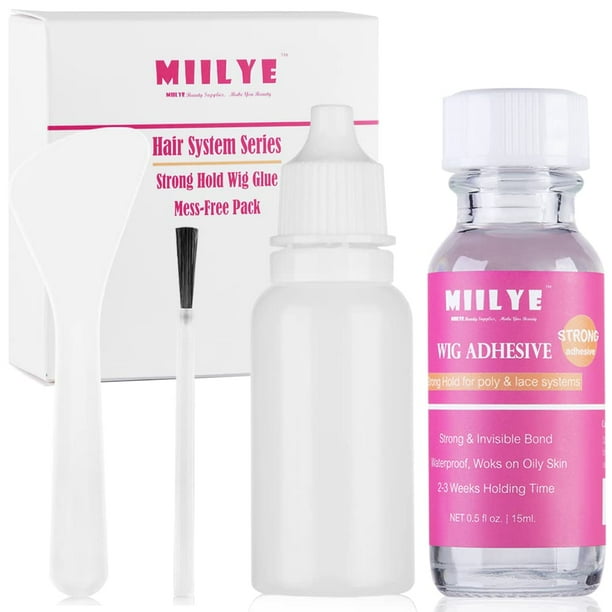 Pegamento de encaje impermeable transparente | Invisible MIILYE Reemplazo de Cabello Pegamento de Unión para Peluca Adhesivo Acrílico de Fijación Fuerte para Pelucas de Encaje Frontal y Postizos de Po
