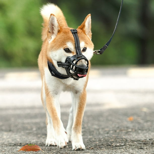 Dog Muzzle Reflective Adjustable Prevent Biting Hollow Dog Mouth Guard for Walking Grooming Home
