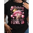 thumbnail image 1 of Birthday Queen Graphic Tee - Regular Size Casual Crew Neck T-Shirt with Slight Stretch, 100% Cotton Knit Fabric, Summer Short Sleeve Top with Festive Design, 1 of 5