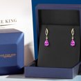 thumbnail image 5 of Gem Stone King 925 Silver and 10K Yellow Gold Pink Created Sapphire and White Lab Grown Diamond Earrings for Women | 3.22 Cttw | Gemstone September Birthstone | Pear Shape 9X6MM, 5 of 6
