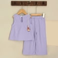 thumbnail image 5 of HCNTES Toddler Baby Girls Casual 2 Piece Set Short Sleeve Tee + Elastic Pants Kids Girls Summer Clothes Girls School Outfits 3-7Y(F02-Purple,5-6 Years), 5 of 9