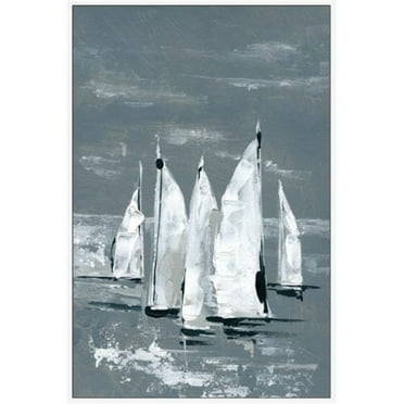 Marmont Hill Mh-Julcst-146-Wff-36 36" X 24" "White Sailboats" Framed Giclee Painting On