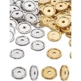 thumbnail image 1 of Dijes espaciadores de aleación de estilo tibetano genéricos, 80 unidades, 12 x 2 mm, planos, redondos, sueltos, con agujero de 2 mm, plateados y dorados, para hacer joyas y manualidades., 1 of 4