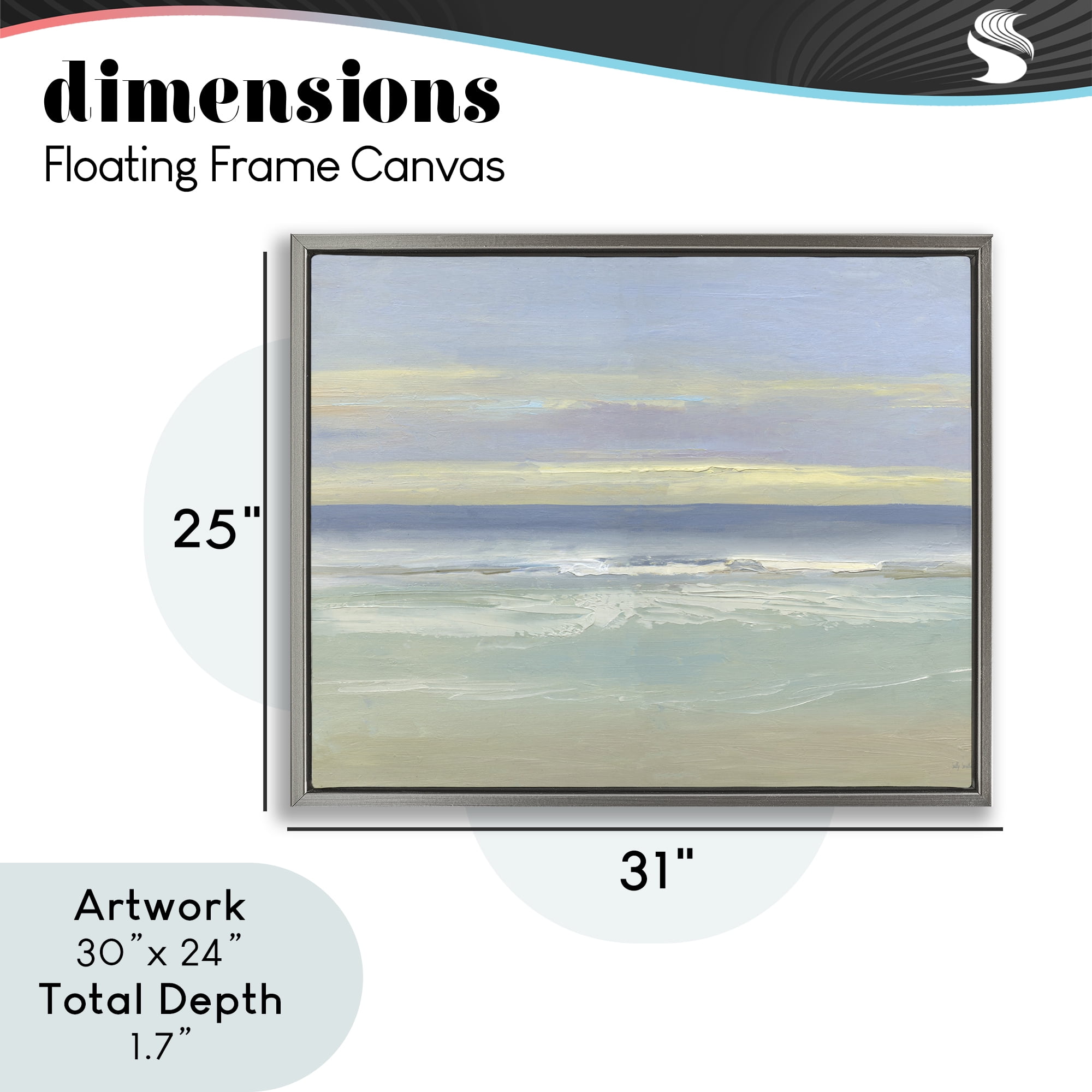 Stupell Industries Tranquil Coastal Morning Waves Gray Framed Floater Canvas Wall Art, design by Sally Swatland