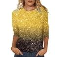 thumbnail image 1 of Camisetas Casuales de Cuello Redondo con Estampado de Crew Cuello Brillante para el Uso Diario de Primavera Verano, 1 of 5