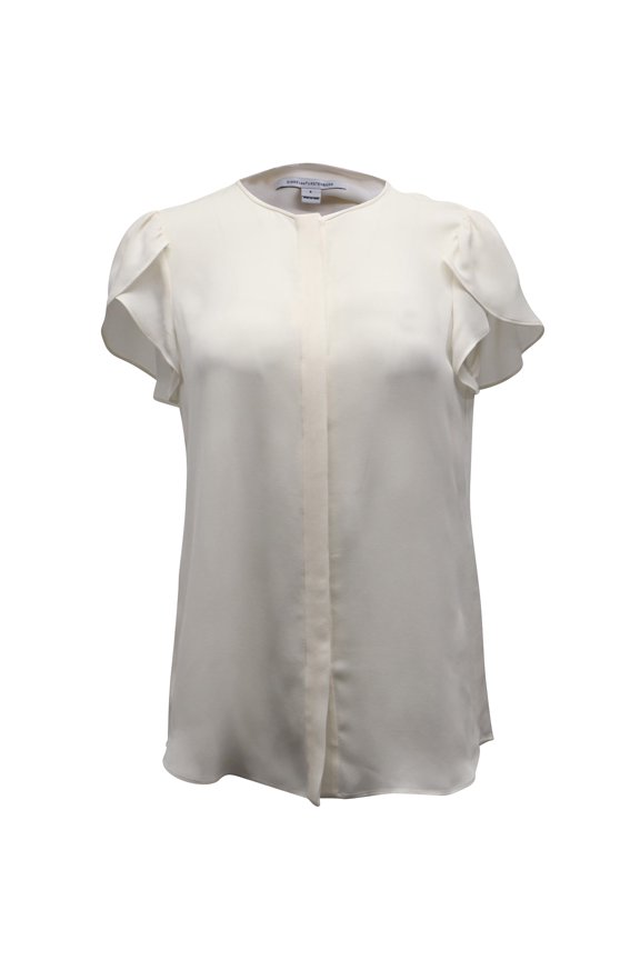 Pre-Owned Diane von Furstenberg Crepe Shirt in Ivory Silk