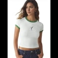 thumbnail image 2 of Camiseta Gráfica Vintage para Mujer con Cuello Redondo Acanalado y Ribete en Contraste Bordes Blancos y S, 2 of 10