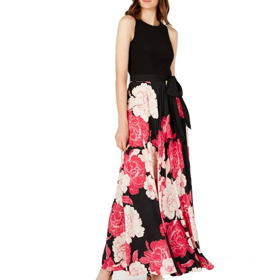 Women's Dress Deep A-Line Floral Print Skirt Belted 4