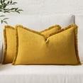 thumbnail image 5 of Wehilion 2pcs Linen Throw Pillow Covers Decorative Square Pillow Covers Farmhouse Style Boho Cushion Covers Natural Beige Pillow Covers with Fringe for Living Room, 5 of 10
