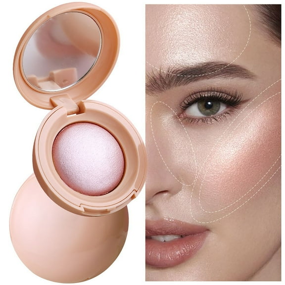 2025 New Bloom Up Baked Highlighting Blush, Soft Pinch Glitter Powder Blush, Natural Finish - Buildable Color, Long Last Natural Complexion, Shape, Contour & Highlight For All Skin Tones