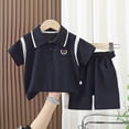 thumbnail image 2 of WRKEKC Boys Summer Casual Outfits Turndown Collar Short Sleeve Set and Shorts 2 Piece for 6 Months-10 Years, 2 of 4