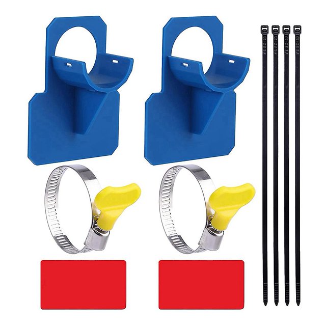 2 soportes para manguera de piscina con abrazaderas de acero inoxidable. Afortunado Sencillez