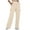 Beige, variant on Women's Fashion Solid Elastic Waist Straight Pants - with Pockets and Straps, Suitable for Various Occasions