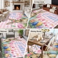 thumbnail image 5 of Large Area Rugs for Living Room Bedroom, Spring Easter Bunny 6'x9' Rug Washable Carpet Runner Indoor Outdoor, Pink Plaid Tulip Botanical Eggs Non Slip Floor Mats Rug for Kitchen, Playroom, 5 of 8