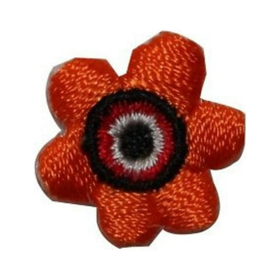 ID 6379 Lot of 3 Orange Flower Blossom Patch Garden Embroidered Iron On Applique