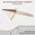 thumbnail image 4 of 9.8x8.2FT Manual Retractable Awning, Waterproof Sun Shade Cover Shelter, Heavy Duty Aluminum Canopy with Adjustable Slope and Crank Handle, Khaki, 4 of 7