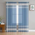 Blue Stripes Texture Tulle Curtains for Living Room Bedroom Voile
