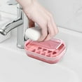 thumbnail image 6 of Szbaoan Soap Dish with Lid and Drain Tray, Plastic Soap Holder for Bathroom Counter Top, Portable Soap Case to Keep Dry, Dark Blue/Pink/Beige, 12.8x8.8cm, 6 of 6
