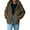 Brown, variant on Women's Hooded Puffer Jacket Winter Warm Full Zip Up Oversized Short Quilted Coat with Pockets Petite