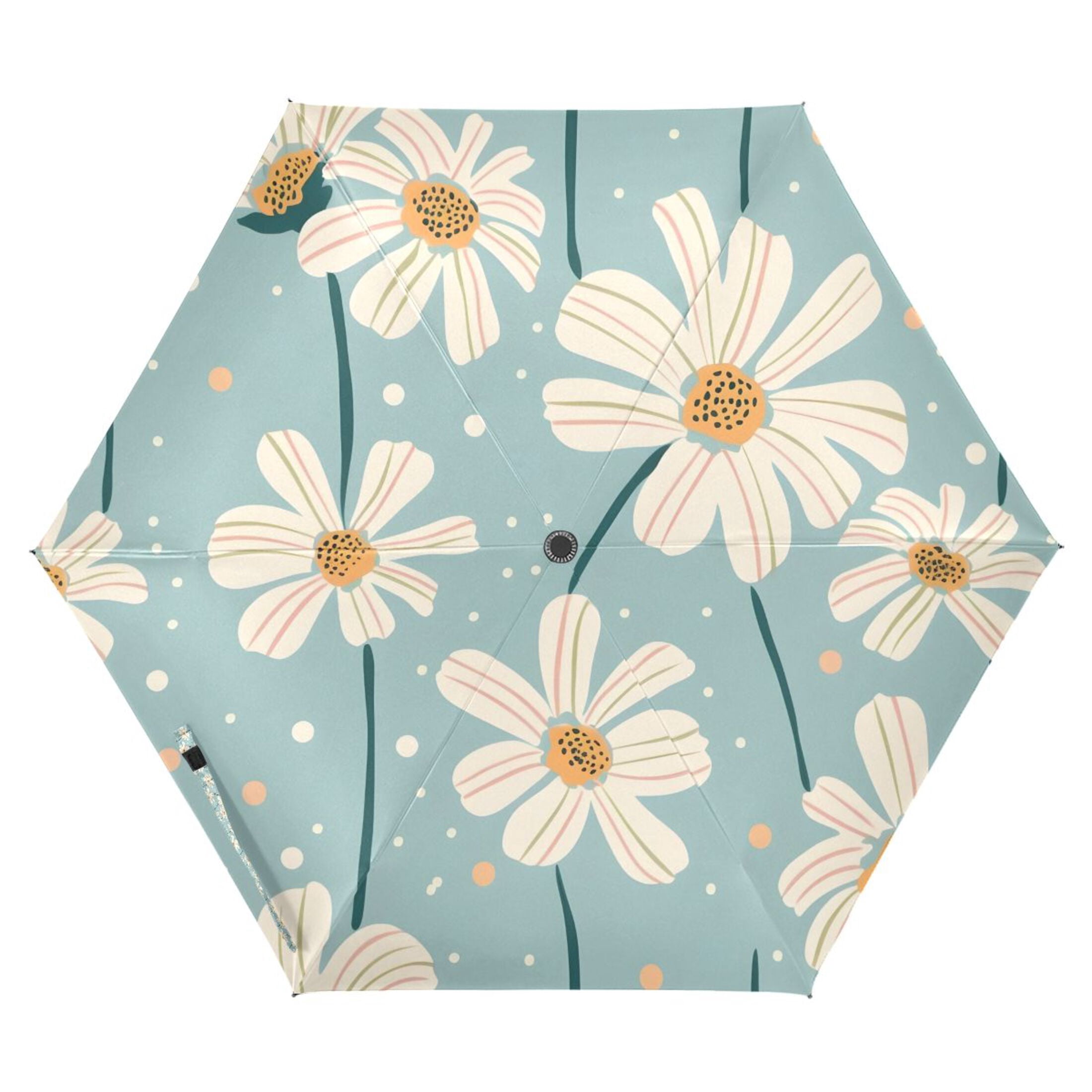 Daisy Chrysanthemum Flower Compact Sun Umbrella Windproof Travel Umbrellas for Rain Strong Portable UV Protection