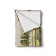thumbnail image 2 of Italian Soft Flannel Fleece Throw Blanket, Summer Town House in Spring Vivid Garden Sunny Sky Art Print, Cozy Plush for Indoor and Outdoor Use, 70" x 90", Pale Caramel White, by Ambesonne, 2 of 6