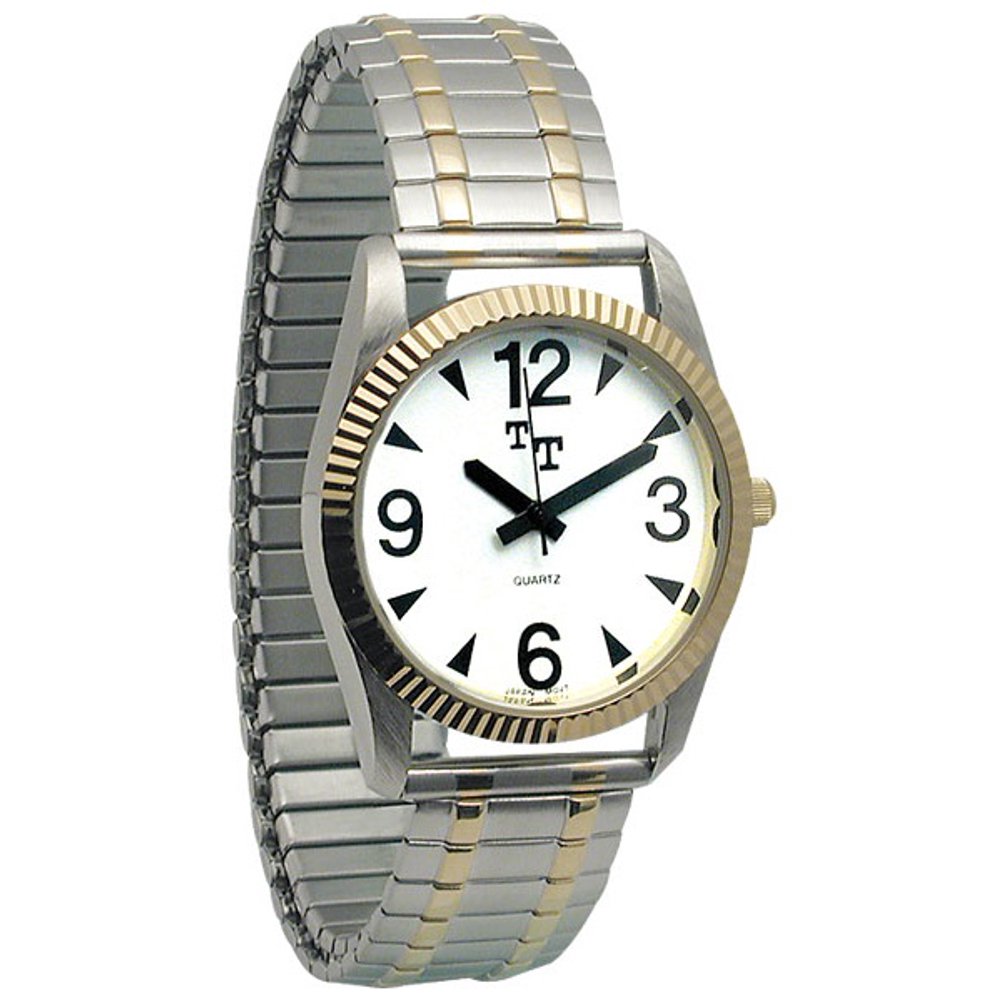 MaxiAids Mens Low Vision Watch White Face wExp Band