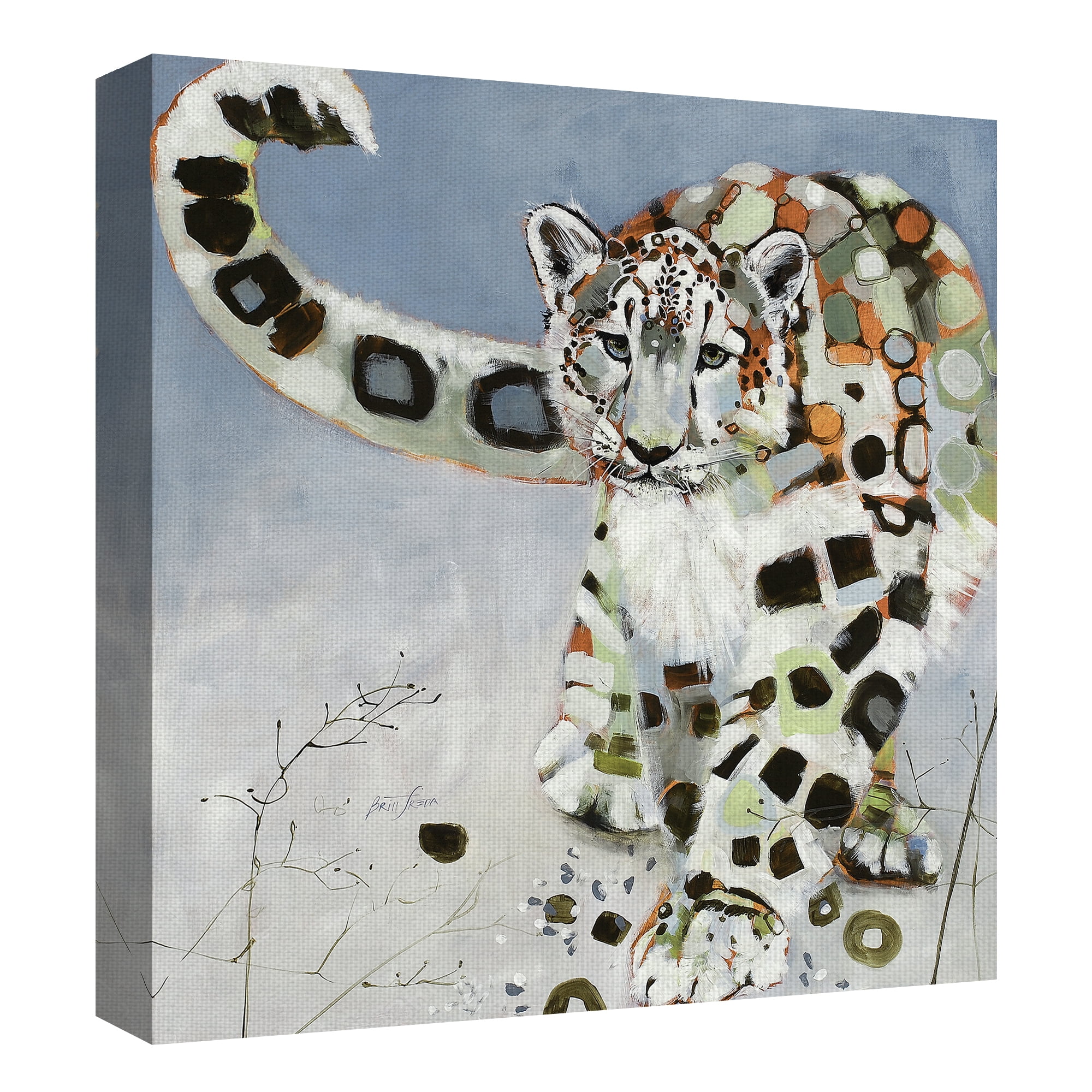 Masterpiece Art Gallery Snow Leopard Light Watercolor By Brenna Harvey Canvas Art Print 35" x 35"