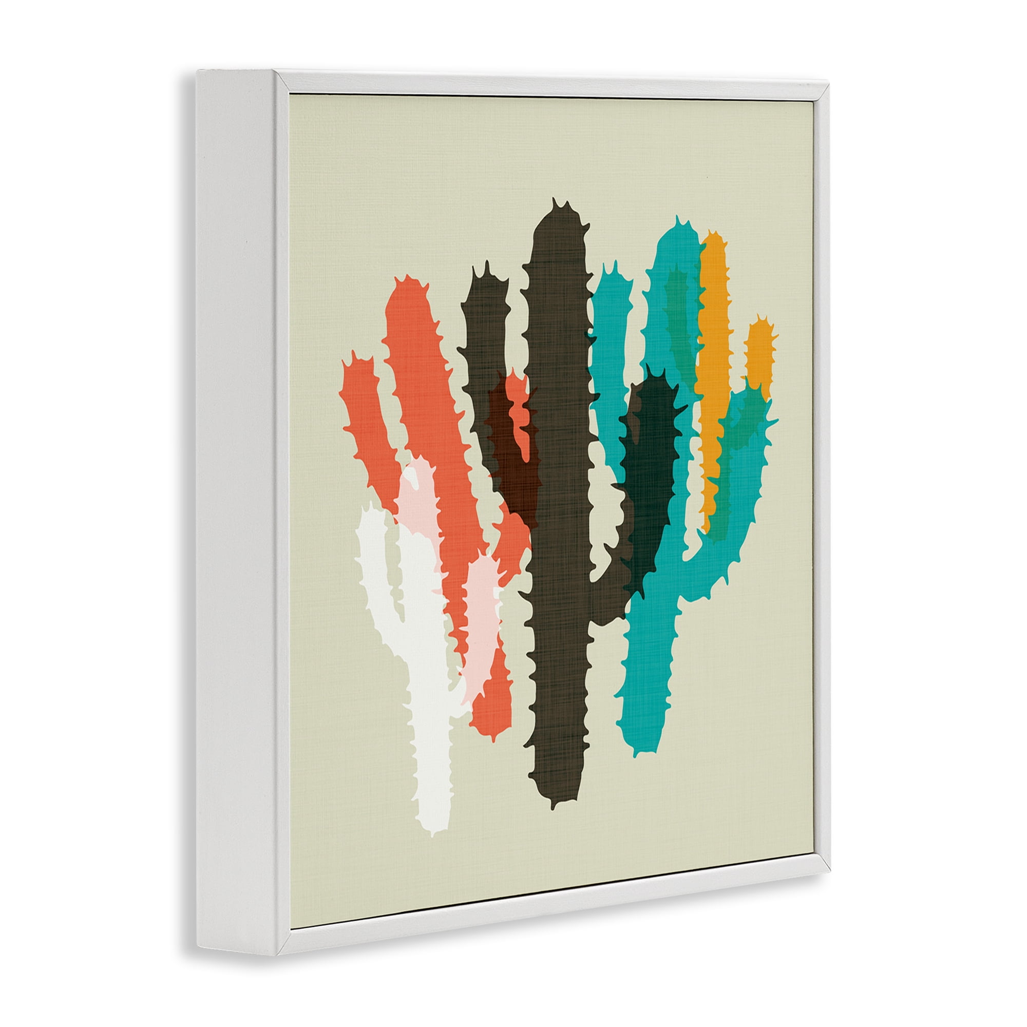 Stupell Industries Overlapping Cactus Pattern Botanical & Floral Painting White Framed Art Print Wall Art, 24 x 24