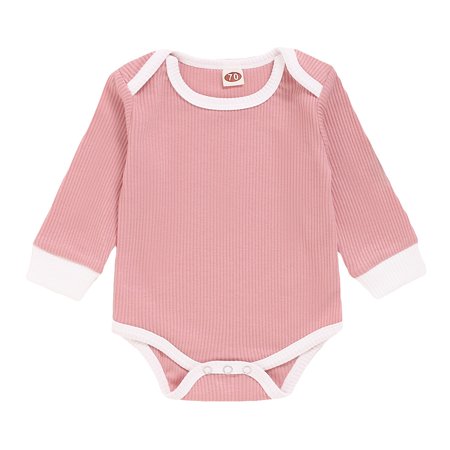

Dadaria Cute Baby Boys Girls Clothes Newborn 3M-18M Newborn Infant Long Sleeve Solid Romper Bodysuit Clothes Pink 100 Toddler