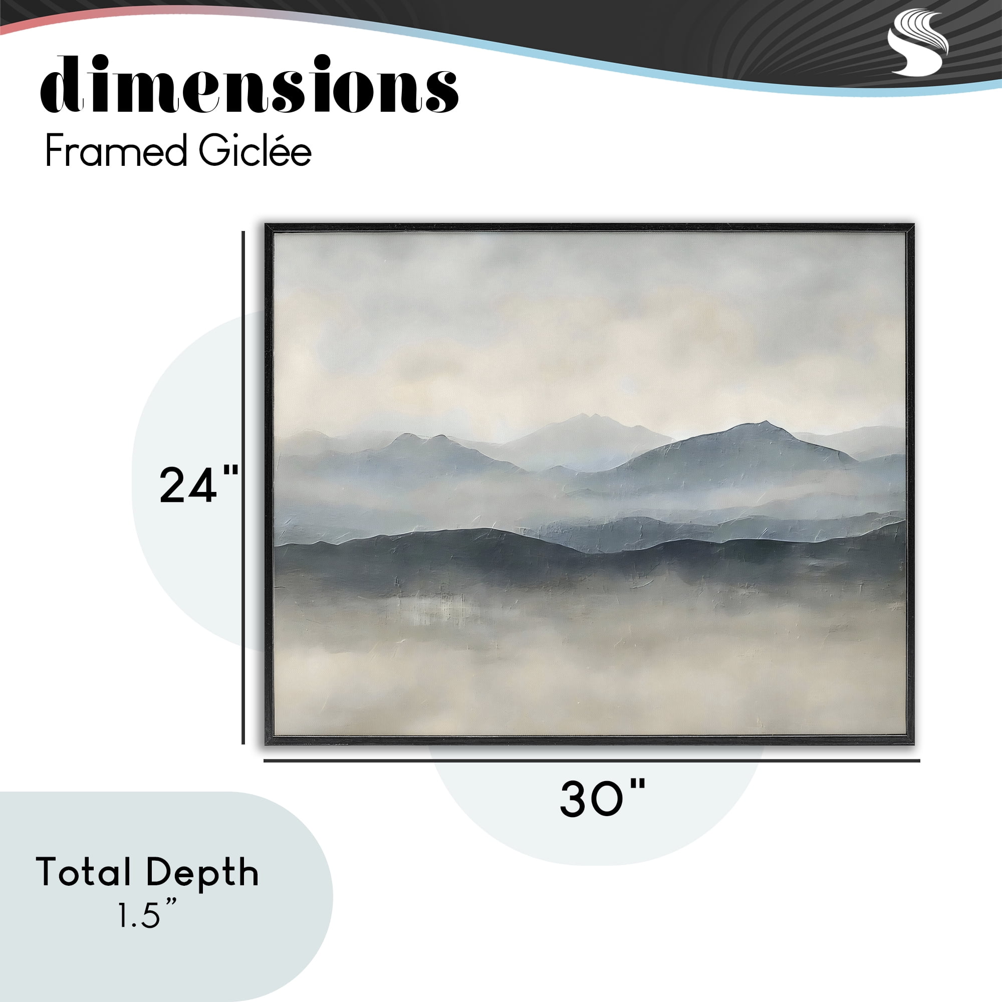 Stupell Industries Misty Muted Mountainscape Black Framed Giclee Art, design by Riley B