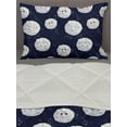 thumbnail image 3 of Night Sky Comforter & Sham Bedding Set, Smiling Moon Cartoon Characters Dots as Stars, 3 pcs Duvet Set Microfiber Filling Quilt, 5 Sizes, Violet Blue Ceil Blue, by Ambesonne, 3 of 4