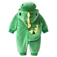 thumbnail image 3 of GiLiling Baby Plush Halloween Dinosaur Winter Jumpsuit with Tail, Attached Tail, Front Zipper, Kids Halloween Holiday Party Wear (Green-B, 3-6 Months), 3 of 9