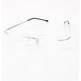 thumbnail image 4 of Mens Rimless Rectangle Pink Light Weight Reading Glasses 4.00 Anti-blue Light Classic Business Readers Flexible Metal Presbyopic Eyeglasses +4.0, 4 of 5