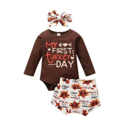 

Zlekejiko Day Shorts+Headbands Cartoon Baby Outfits Boys Set Girls Romper+Thanksgiving Boys Romper&Jumpsuit