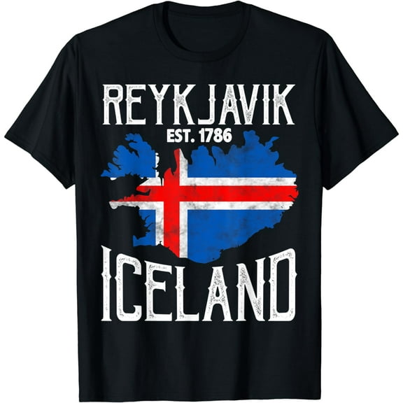 Vintage Reykjavik Iceland Flag Gift T-Shirt mens t shirt，black，women，funny，misfits，men，journey，t-shirt