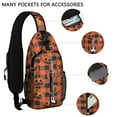 thumbnail image 2 of Sling Backpack,Checkered Pumpkin Halloween Pattern Crossbody Bag with Water Bottle Holder,Waterproof Sling Bag for Men/Women with Chest Phone Holder for Hiking,Travel, 2 of 6