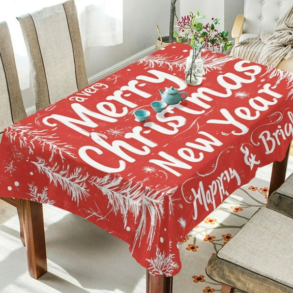 BZSMCE Square Tablecloth Classical Design Merrh Christmas Print Pattern Tableclothes