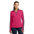 thumbnail image 1 of Discontinued  Sport-Tek ®  Ladies Sport-Wick ®  Textured Colorblock 1/4-Zip Pullover. Lst861 L Pink Raspberry/, 1 of 1