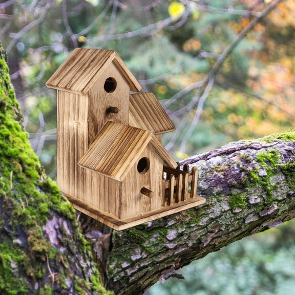 HOMEMAXS Creative Bird Nest for Garden Use Durable and Practical Light Brown Synthetic Material with Wide Entrance 7.5 Inch