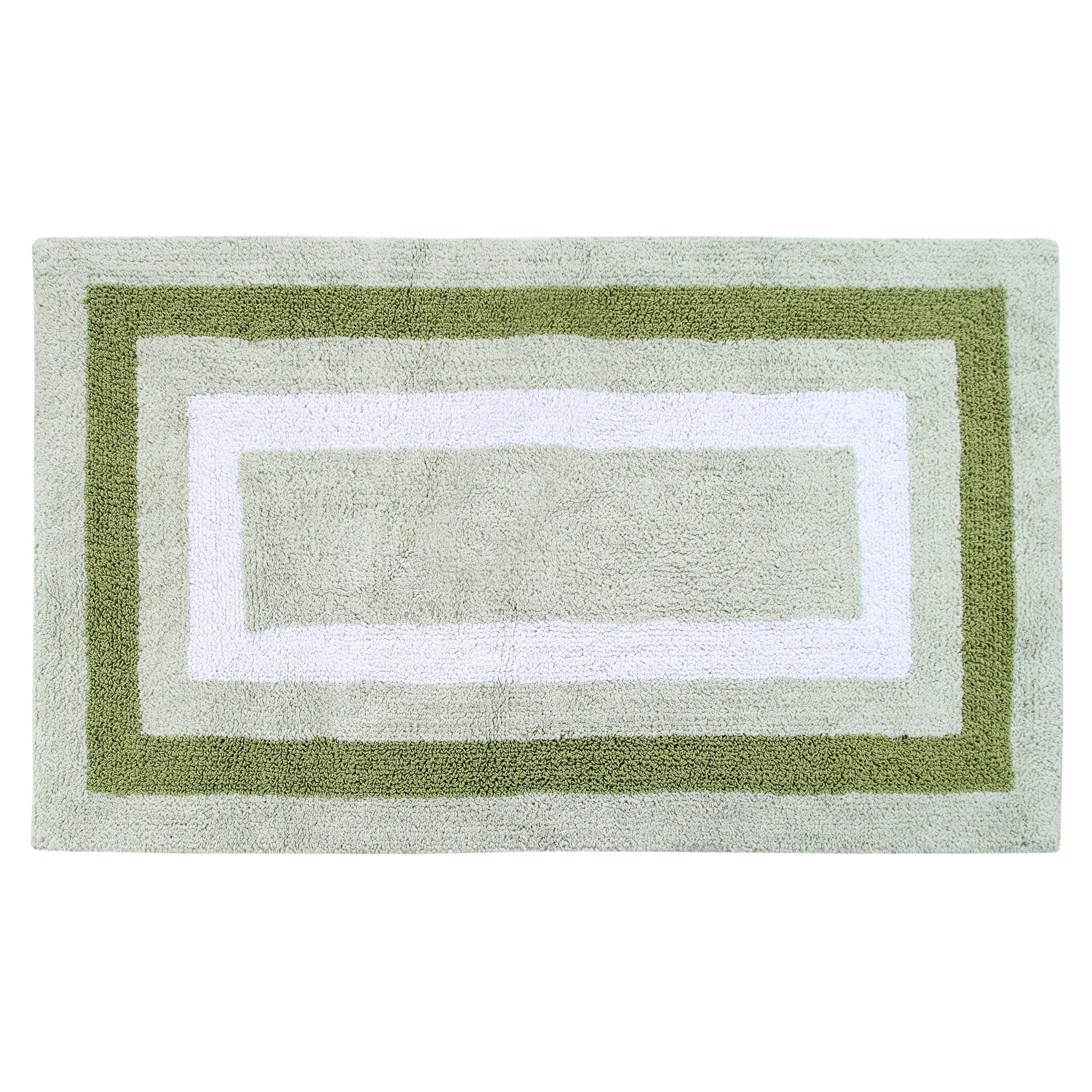Saffron Fabs 50x30 Inches 100 Soft Cotton Reversible Green Bath Rug