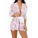 thumbnail image 2 of Mujeres Kimono Camisón Lencería de encaje Bata Sexy Malla Ropa de dormir, M, Blanco Guardurnaity XX000064-11, 2 of 7