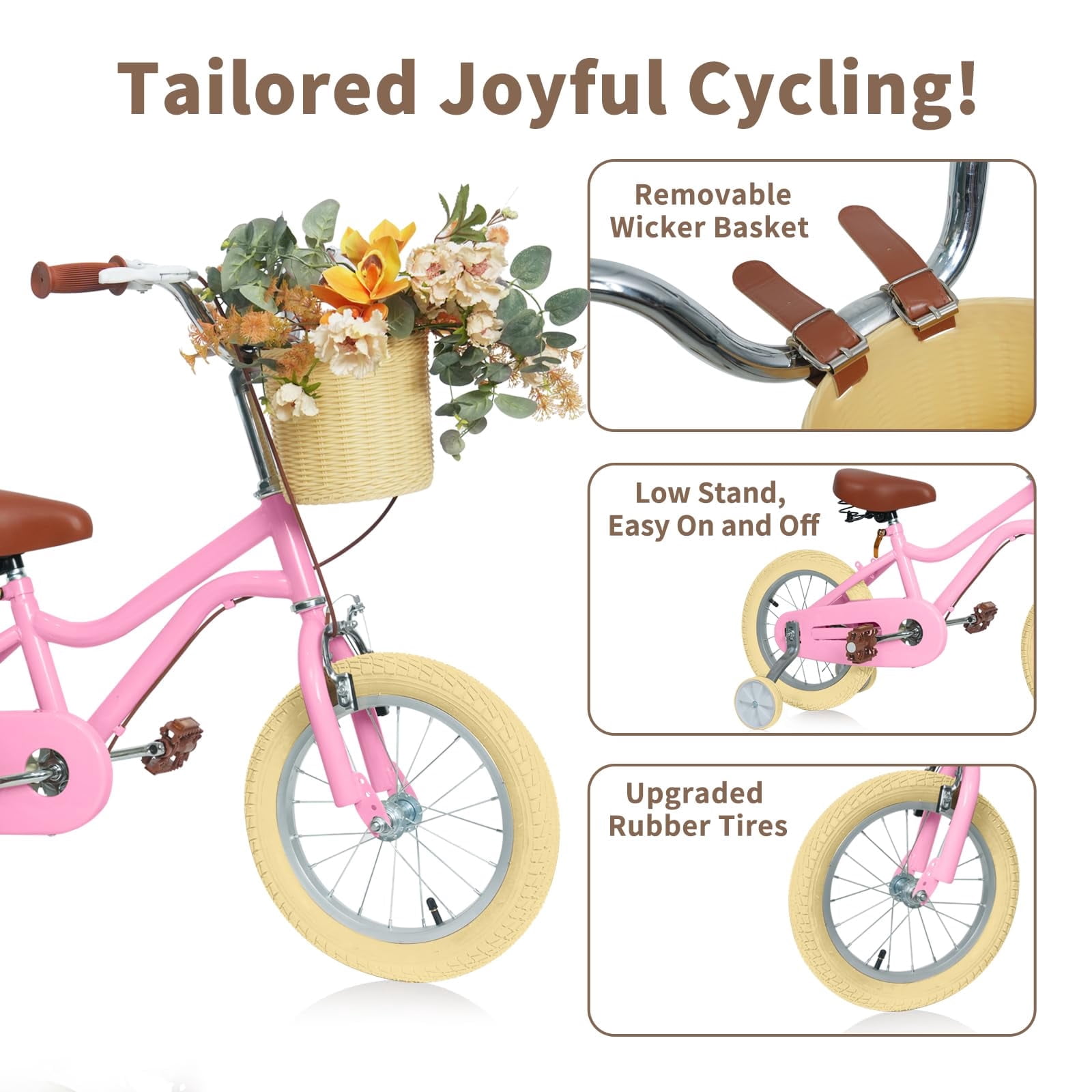 14" Kids Bikes for Girls and Boys, DEYGIA Kids' Bicycles with Training Wheels, Ages 3-5 Years