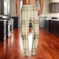 thumbnail image 2 of successthop Plaid Pajama Pant Men Printed Pants Elastic Waist Trousers Straight Open Bottom Lightweight Loungewear, 2 of 5